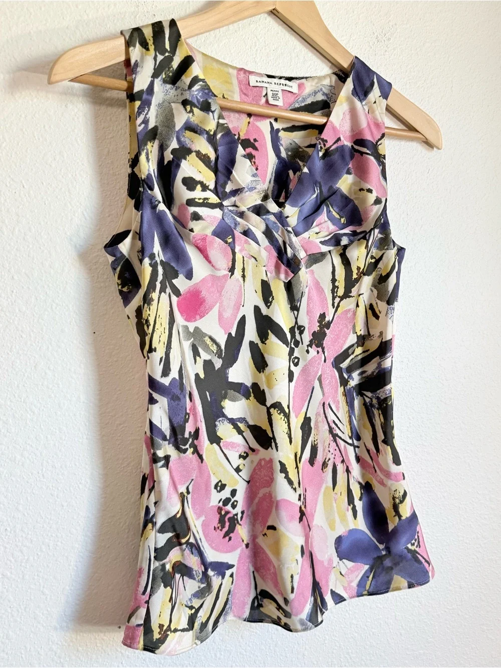 Y2K Banana Republic Satin Floral Sleeveless Top Fairy Feminine Coquette - Picture 6 of 9